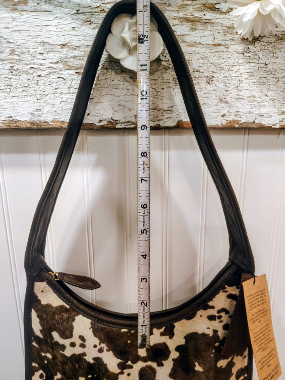 Margot New York Black Leather Hobo Bag With Cowhide NWT, $178 - Picture 10 of 16